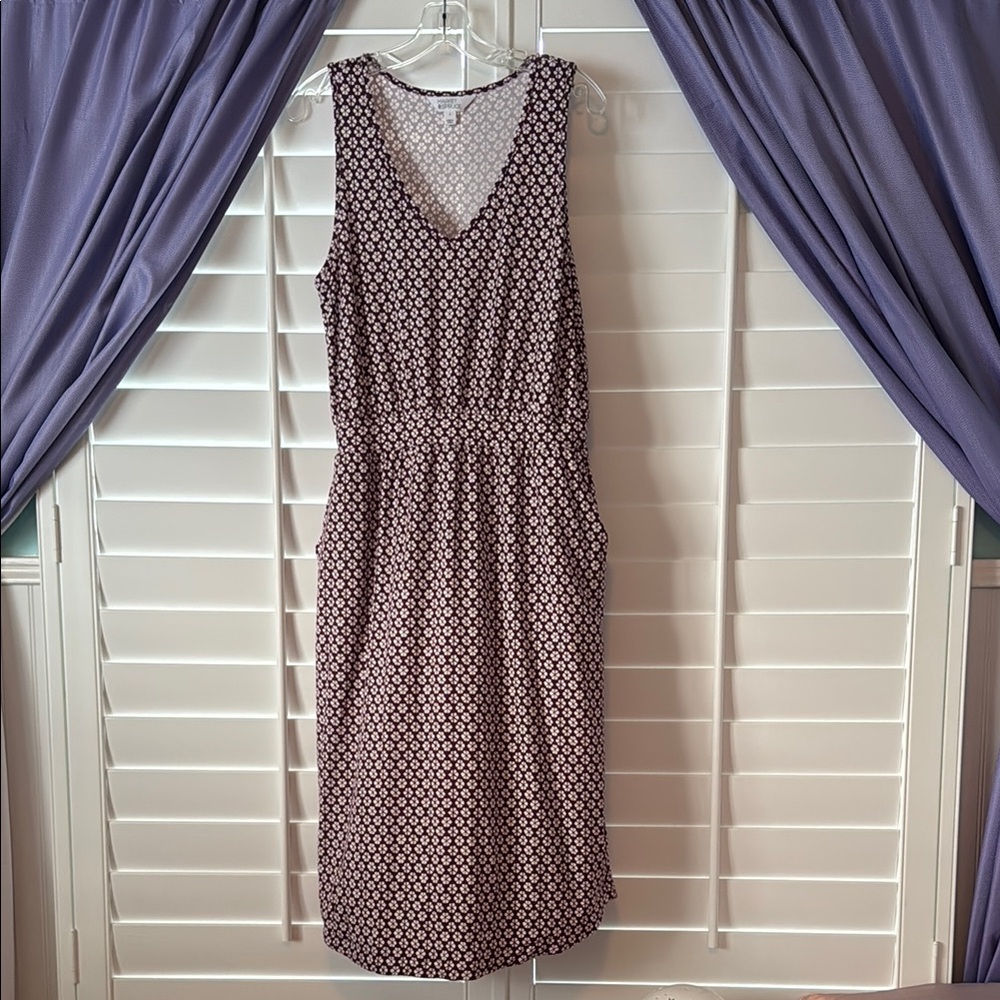 Market & Spruce Brown and Purple Midi Sundress V-Neck Sleeveless
